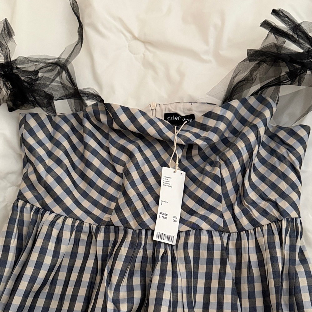Sister Jane Blue and Black Checkered Maxi Dress